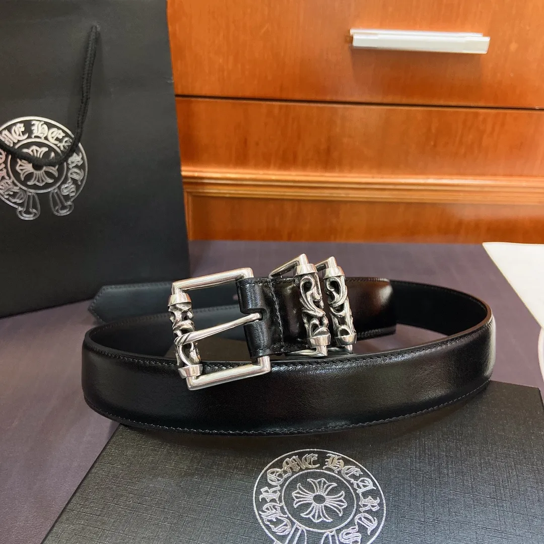 𝐂𝐡𝐫𝐨𝐦𝐞𝐇𝐞𝐚𝐫𝐭𝐬 Kroxin Rotating Roller Roman Column Pin Buckle Belt [Fixed Style], silver-plated s925 brass buckle and imported wax leather belt, very cool. Width 3.0cmp520